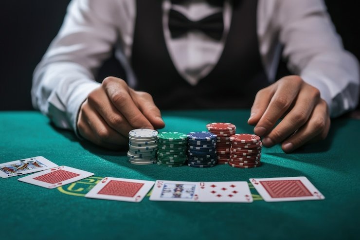 Meja AduQ slot asiabet dengan dealer dan antarmuka permainan yang jelas