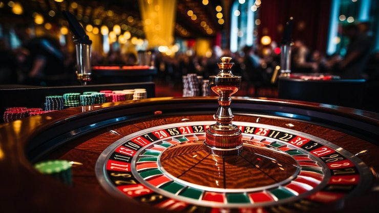 Papan taruhan American Roulette dengan angka dan zona warna merah-hitam